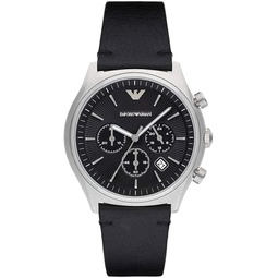 Emporio Armani Mens AR1975 Dress Black Leather Quartz Watch