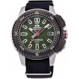 ORIENT Orient RA-AC0N03E Mens M-Force Delta Nylon SLP-Thru Band Green Dial Automatic Dive Watch