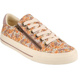 Taos Z Soul Women’s Sneaker - Stylish Platform Sneaker with Removable Footbed, Arch Support, Premium Cushioning, Lace-Up Adjustability, and Easy Access Zipper Peach Floral Multi 7.
