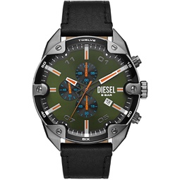 Diesel Spiked Mens Watch, Chronograph Watch with Stainless Steel Bracelet or Genuine Leather Band