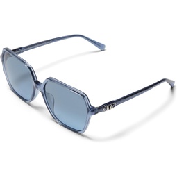 Michael Kors Womens Jasper Square Sunglasses, Blue Transparent, 58