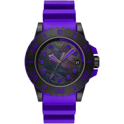 Emporio Armani Mens Three-Hand Date Purple Bio Based Plastic Watch (Model: AR11441)