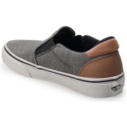 Vans Unisex Asher DX Deluxe Textile - Slip On Low Cut Design Shoes - Black/Grey