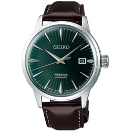SEIKO mens PRESAGE Mockingbird Cocktail Green Dial with Brown Leather Watch SRPD37J1