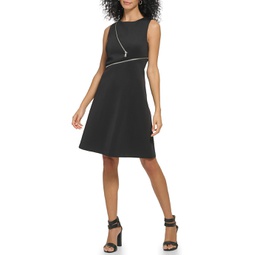 DKNY Sleeveless Shift with Asymmetrical Zipper Dress