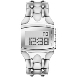 Diesel All-Gender 34mm Croco Digi Stainless Steel Digital Watch, Color: Silver (Model: DZ2155)