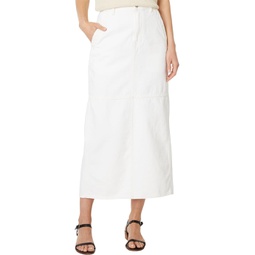 Womens Madewell Denim Carpenter Maxi Skirt in Tile White
