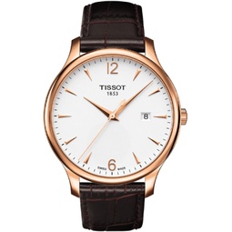 Tissot Mens T0636103603700 Analog Quartz Brown Leather Strap Silver Dial Watch