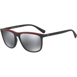 Emporio Armani Sunglasses Black Frame, Light Grey Black Mirror Lenses, 57MM