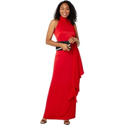 Vince Camuto Haltered High Neck Gown with Scarf