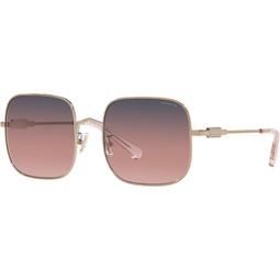 Coach HC7120 Sunglasses, Rose Gold/Navy Pink Peach Gradient, 55 mm