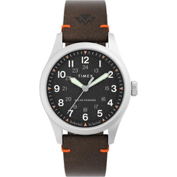 Timex Mens Expedition North Field Solar 36mm Watch - Brown Strap Black Dial Stainless Steel Case