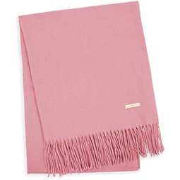 KATIE LOXTON Womens One Size Fits Most Thick Solid Blanket Scarf Wrap with Fringe in Foxglove
