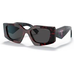 Prada PR 15YS 09Z5S0 Scarlet Tortoise Plastic Irregular Sunglasses Grey Lens