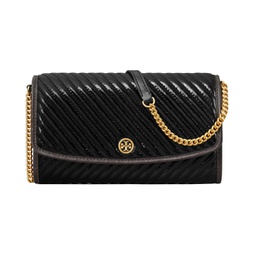 Tory Burch Robinson Patent Puffy Quilted Chain Wallet