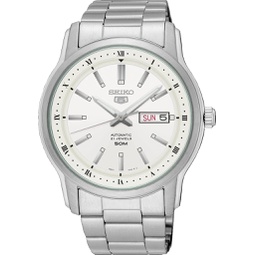 Seiko 5 SNKP09 Mens Stainless Steel White Dial 50M WR Day Date Automatic Watch