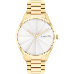 Calvin Klein Unisex Quartz Stainless Steel Case and Link Bracelet Watch, Color: Gold Plated (Model: 25200232)