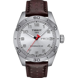 Tissot Mens PRS 516 Powermatic 80 316L Stainless Steel case Automatic Watch, Brown, Leather, 20 (T1314301603200)
