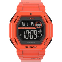 Timex Mens Command Encounter 45mm Watch - Orange Strap Digital Neg Display Dial Orange Case