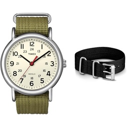 Timex Unisex Weekender 38mm Watch with Additional Fabric Slip-Thru Strap