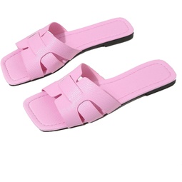 Verdusa Womens Cut Out Flat Sandals Open Toe Slides Beach Sandals
