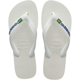 Havaianas Womens Brazil Logo Flip Flop Sandals, White, Size 11/12 Womens