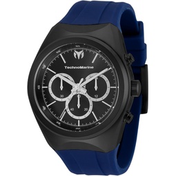 TechnoMarine Mens MoonSun Stainless Steel Quartz Watch with Silicone Strap, Blue, 29 (Model: TM-820008)