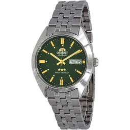 Orient RA-AB0E07E Mens 3 Star Stainless Steel Green Dial Day Date Automatic Watch