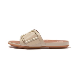Womens FitFlop Gracie Maxi-Buckle Leather Slides