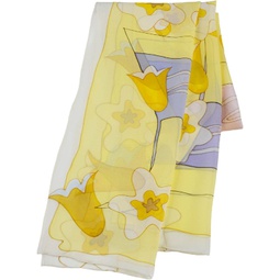 JJcollections Hand Paint Silk Scarf, Champagne Time, Yellow
