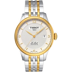 Tissot Mens Le Locle COSC 316L Stainless Steel case with Yellow Gold PVD Coating Swiss Automatic Watch, Grey, Stainless Steel, 19 (T0064082203700)