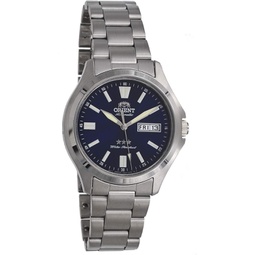 Orient RA-AB0F09L Mens Stainless Steel 3 Star Blue Dial Luminous Index Day Date Automatic Watch