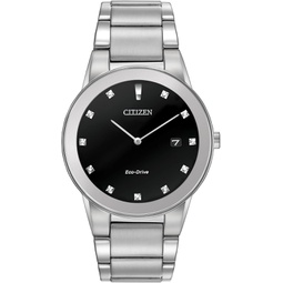Citizen Mens Eco-Drive Modern Axiom Diamond Watch in Stainless Steel, Black Dial (Model: AU1060-51G)