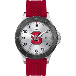 Timex Tribute Mens Collegiate Gamer 42mm Watch  NC State Wolfpack with Red Silicone Strap