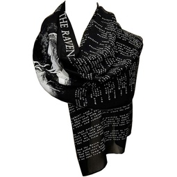 The Raven by Edgar Allan Poe Chiffon scarf. Black scarf, Goth scarf, Gothic Scarf, Emo Scarf, Nevermore.