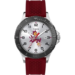 Timex Tribute Mens Collegiate Gamer 42mm Watch  Arizona State Sun Devils with Crimson Silicone Strap