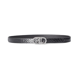 LAUREN Ralph Lauren Logo Faux-Snakeskin Skinny Belt
