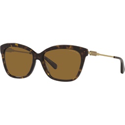 Coach HC8305 Sunglasses, Dark Tortoise/Brown Polarized, 57 mm
