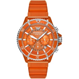 Emporio Armani Mens Chronograph Orange Polyurethane Watch (Model: AR11535)