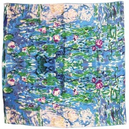 Dahlia Womens 100% Luxury Square Silk Scarf - Claude Monets Paintings