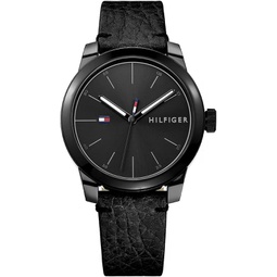 Tommy Hilfiger Mens Quartz Plastic and Leather Strap Casual Watch, Color: Black (Model: 1791384)
