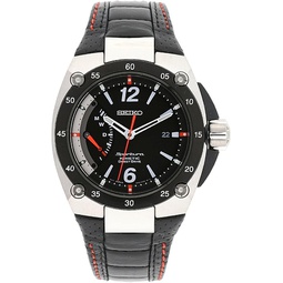 SEIKO Mens SRG005P2 Sportura Stainless Steel Black Dial Automatic Leather Strap Watch