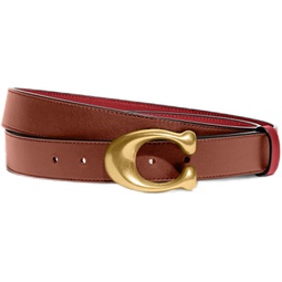 Coach Womens CTS Sculpted C Reversible Leather Belt, Saddle 1941 Red