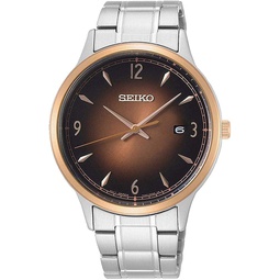 Seiko Essentials Quartz Brown Dial Stainless Steel Mens Watch SGEH90