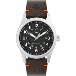 Timex Mens Expedition North Field Mechanical 38mm Watch - Brown Strap Black Dial Stainless Steel Case