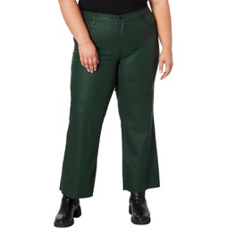 KUT from the Kloth Plus Size Meg High-Rise Fab Ab Wide Leg Raw Hem in Forest