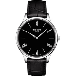 Tissot mens Tissot Tradition 5.5 316L stainless steel case Quartz Watch, Black, Leather, 18 (T0634091605800)