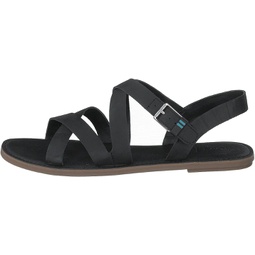 TOMS Black Leather Womens Sicily Sandals (Size: 6.5)