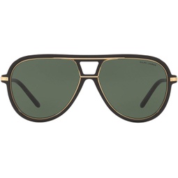 Ralph by Ralph Lauren Mens RL8177 Metal Aviator Sunglasses, Black/Green Bottle, 58 mm