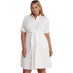 Womens LAUREN Ralph Lauren Plus Size Linen Shirtdress